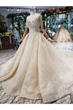 Ball Gown Wedding Dresses Scoop Short Sleeves Top Quality Appliques Tulle Beading