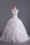 Hot Wedding Dresses Sweetheart With Beads & Applique A Line Organza