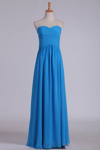 Sweetheart Fitted And Pleated Bodice A Line Prom Dress Floor Length Chiffon