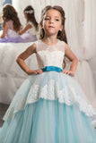 Ball Gown Scoop With Applique Flower Girl Dresses Tulle Floor Length