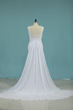 A Line Scoop Chiffon With Applique Wedding Dresses Court Train