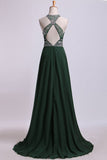 Halter A-Line/Princess Prom Dresses Tulle&Chiffon Sweep Train