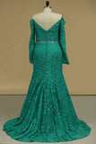 Off The Shoulder Evening Dresses Lace Mermaid Beaded Waistline