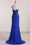 Sweetheart Prom Dresses Sheath Spandex With Applique And Slit