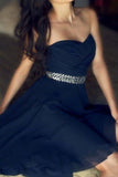 Chiffon Homecoming Dresses A Line Sweetheart With Ruffles And Rhinestone Short/Mini