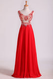 Bicolor Off The Shoulder Floor Length Prom Dress Beaded Lace Bodice Chiffon