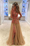 Beautiful Long Front Split A-Line Prom Dresses Party Dresses