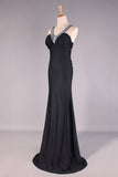 Slim V Neck Prom Dress Sheath Floor Length Open Back Discount Price #2085