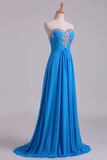 Sweetheart Beaded Neckline Prom Dress A Line With Ruffles Chiffon