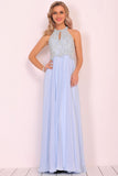 New Arrival Scoop Chiffon With Beading Prom Dresses Open Back