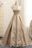 Special A-line V-neck Cap Sleeves Satin Appliques Lace Long Formal Evening Dresses JS429