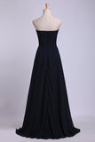 Full Length Sweetheart Chiffon Bridesmaid Dresses Shirred Bodice Empire Waist Chiffon Skirt