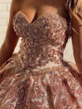 Rosewood Sequins Ball Gown Sweetheart Strapless Quinceanera Dresses with SJS20433