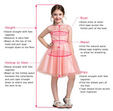 A Line Pink Princess Scoop Neck Short Sleeves Bowknot Lace Appliques Flower Girl Dresses JS860