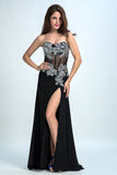 Black Prom Dresses Mermaid/Trumpet Black Sweetheart Chiffon With Rhinestone