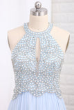 New Arrival Prom Dresses Scoop Chiffon With Beading Open Back