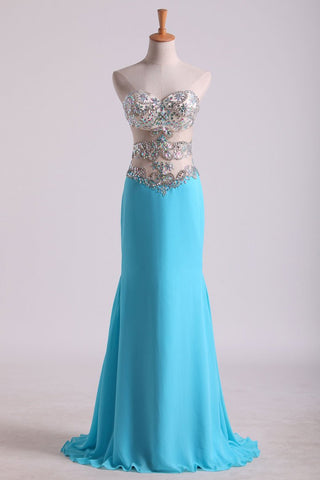 Sweetheart Prom Dresses A Line Chiffon With Beading