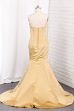 Evening Dresses Mermaid Strapless Satin Sweep Train