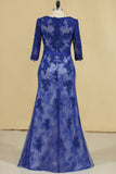 Evening Dresses Sheath/Column Scoop Floor-Length Lace With Applique 3/4 Sleeves