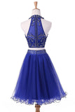 A Line Scoop Two-Piece Beaded Bodice Homecoming Dresses Tulle