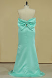 Prom Dresses Strapless Mermaid Satin With Bow Knot Plus Size