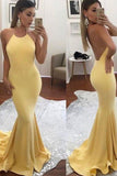 New Arrival Sexy Open Back Halter Spandex Prom Dresses Mermaid Zipper Up