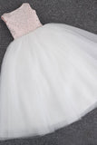 Flower Girl Dresses Scoop With Beading A Line Floor Length