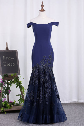 New Arrival Off The Shoulder Mermaid Tulle With Applique Evening Dresses