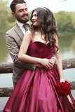 A Line Sweetheart Velvet & Satin Prom Dresses Court Train