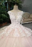 New Arrival Marvelous Floral Wedding Dresses Lace Up Scoop Neck With Appliques