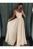 A-Line/Princess Sleeveless Spaghetti Straps Floor-Length Applique Silk Like Satin Dresses