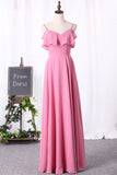 New Arrival Bridesmaid Dresses Spaghetti Straps A Line Chiffon