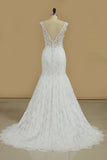 Wedding Dresses Mermaid Straps Lace With Applique Sweep Train