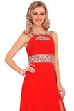 New Arrival Scoop Prom Dresses A Line Chiffon With Beads And Ruffles