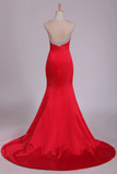 New Arrival Scoop Prom Dresses Mermaid Satin With Beading