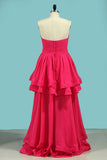 A Line Sweetheart Prom Dresses Ruched Bodice Chiffon