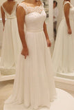 Elegant Mermaid Straps Wedding Dresses Chiffon With Lace And Beaded Belt