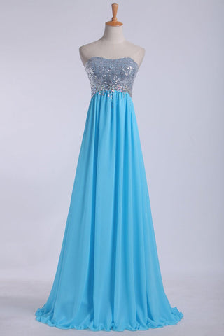 Prom Dresses Scalloped Neckline Sequined Bodice Beaded Waistline With Shirring Chiffon Skirt