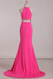 Mermaid Evening Dresses Halter Chiffon Sweep Train