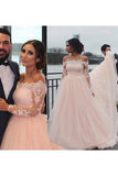 Off The Shoulder Long Sleeves A-Line Wedding Dresses Tulle Bridal SJSP2K63XZ9