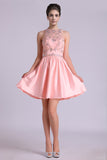 Scoop A Line Homecoming Dresses Satin Short