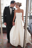 A Line Scalloped Neck Satin Zipeer Up Court Train Wedding Dresses