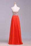 Prom Dresses A-Line Sweetheart Chiffon Floor Length With Beading/Sequins