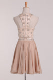 Two-Piece Scoop Homecoming Dresses A Line Chiffon With Beading