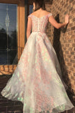 Luxury Off the Shoulder Sweetheart Pink Lace Appliques Prom Dress with SJS15652