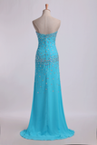 Prom Dresses Sweetheart Rhinestone Beaded Bodice With Slit