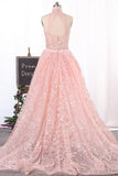 Gorgeous High Neck Lace Prom Dresses Floor-Length