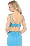 Two-Piece Scoop Prom Dresses Mermaid Satin With Beading