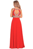 New Arrival Scoop Prom Dresses A Line Chiffon With Beads And Ruffles