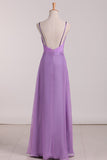 Bridesmaid Dresses A Line Spaghetti Straps With Ruffles Organza